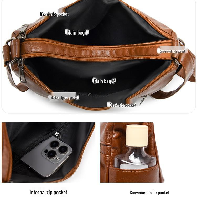 Versatile Leather Crossbody Shoulder Bag for Women - Large Capacity, Ideal for Commuting and Outings