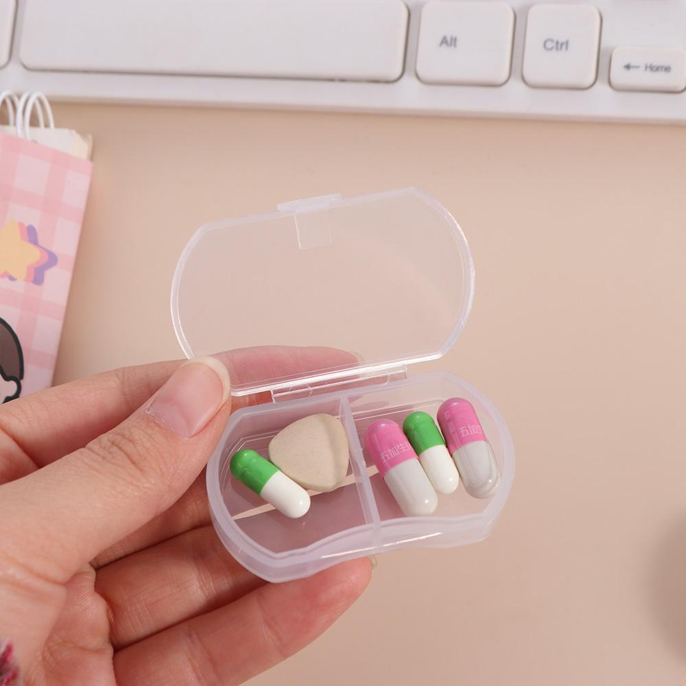 Dust-proof 2-gird Pill Box Snap-on Design With Lid Mini Medicine Box Safety Sealed Pill Packing Box Medicine Storage