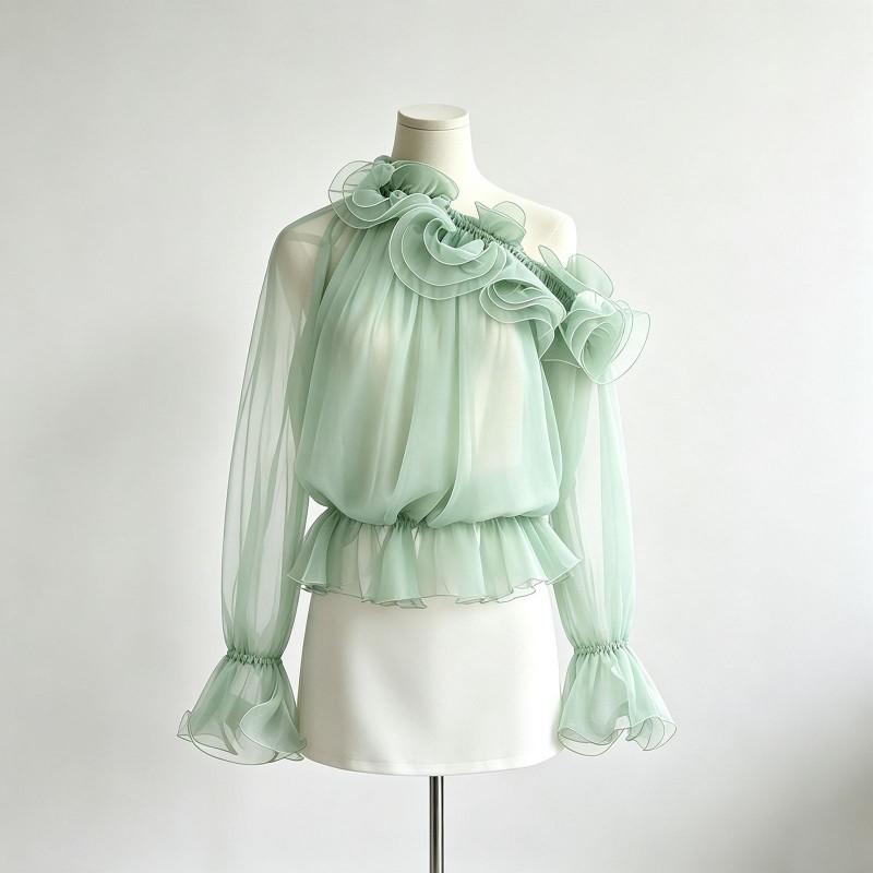 Elegant Off-Shoulder Chiffon Blouse Women 2026