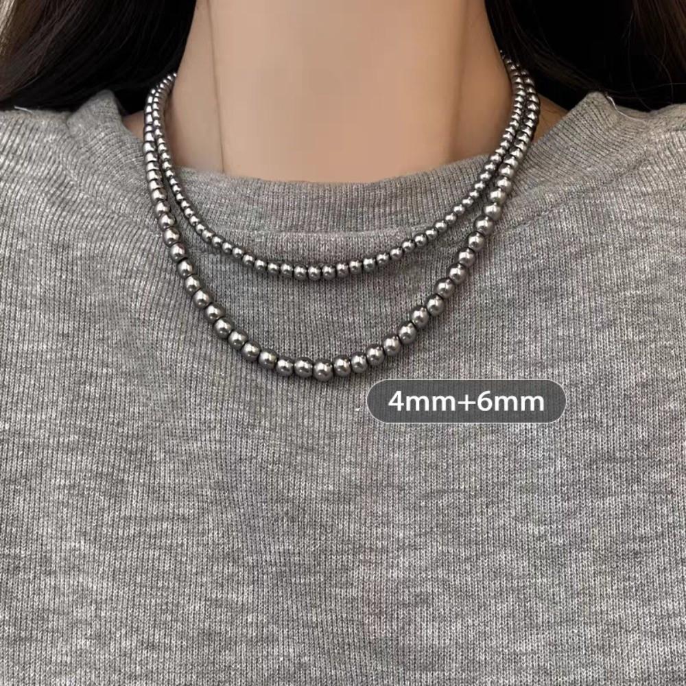 Beads Gray Pearl Necklace Imitation Clavicle Chain New Beaded Choker  Women