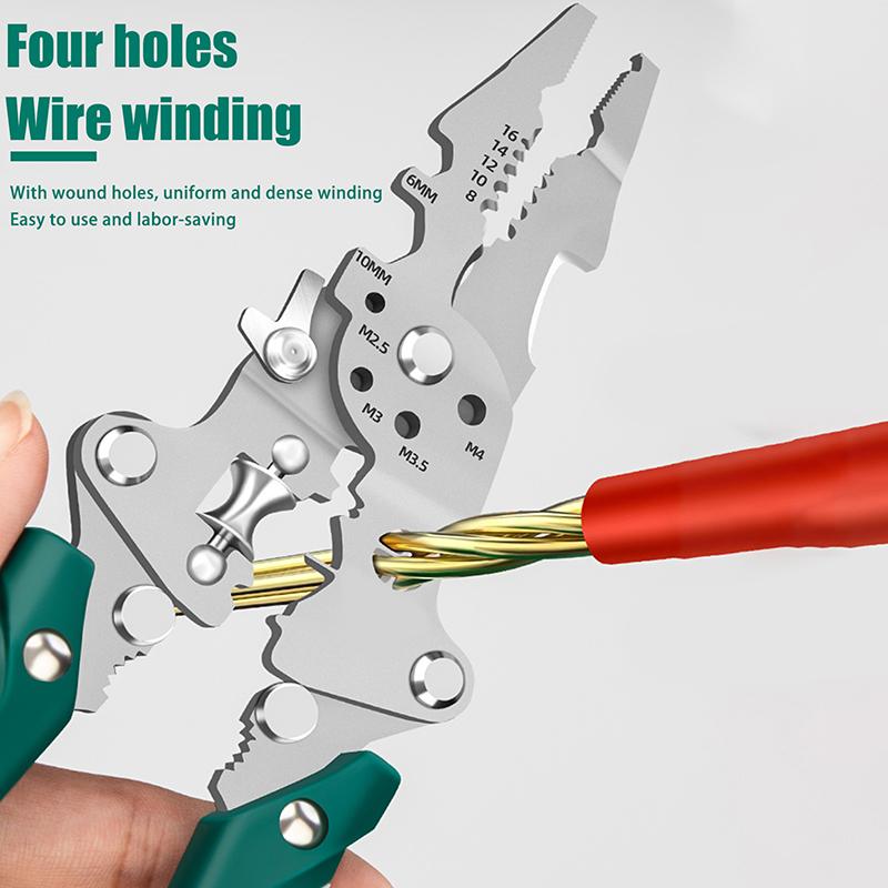 1Pcs Multifunctional Foldable Wire Stripper Crimper Cable Cutter Pliers Electrician Cable Cutting Wiring Pulling Stripping Tools