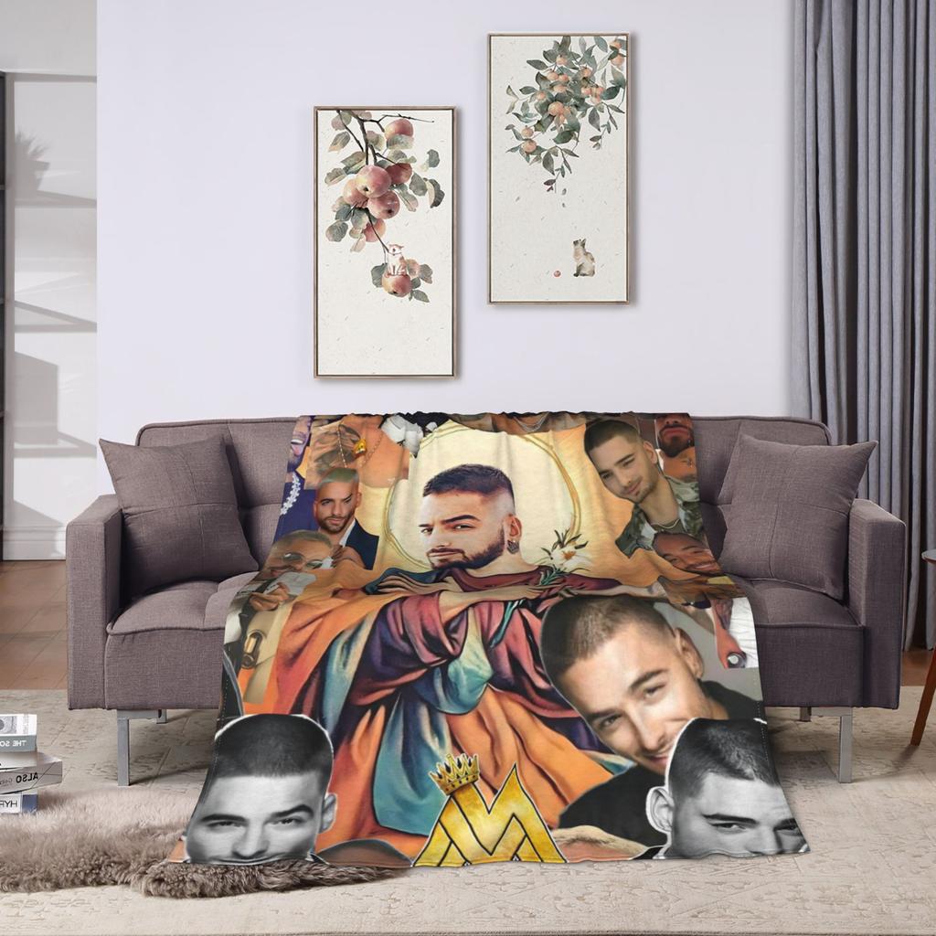 Soft Warm Blanket Travel Office Maluma Rapper Throw Blanket  Flannel Bedspread For Couch Chair Print Sofa Bed Cover