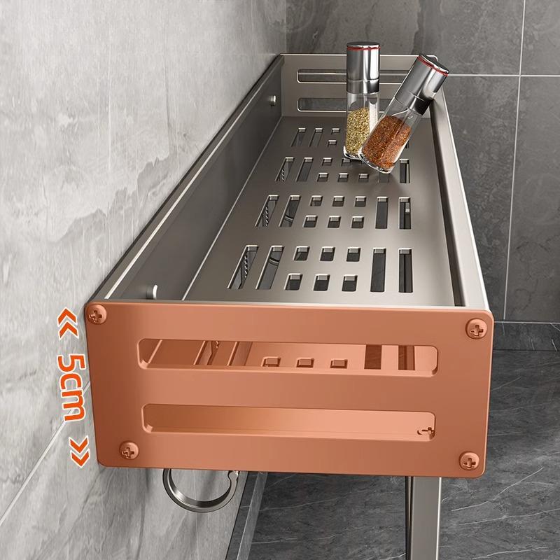 Kitchen Punch-free Wall-mounted Shelf Seasoning Space Aluminum Multi-functional Storage