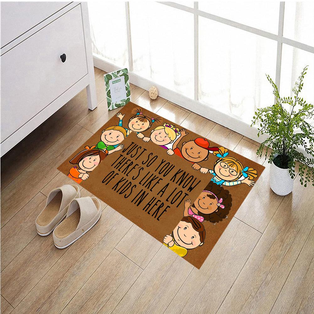 Gewoon zodat je het weet Er zijn Hier Veel Kinderen Deurmat Rubber Badkamer Keukenmat Tuin Garage Deur Vloermat Antislip 23.6x15.7 Inch