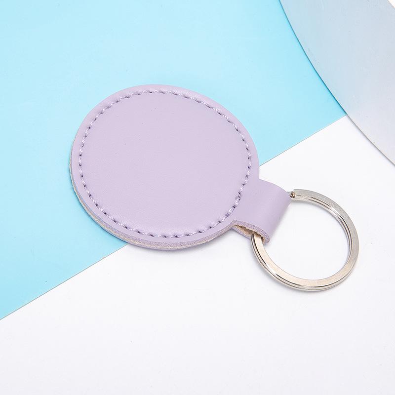 Vintage PU Leather Round Keychain Pendant - Stylish Car and Bag Accessory