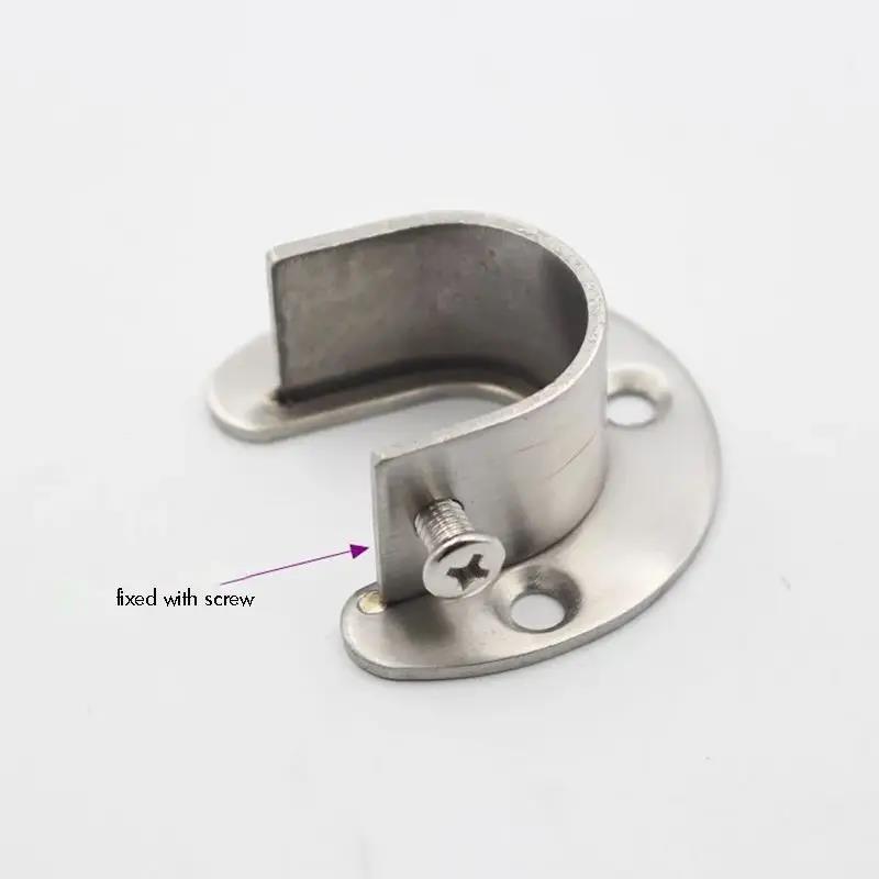 2PCS/Lot Wardrobe Bracket Heavy Duty Stainless Steel Rod Socket Flange Holder Closet End Support 19/22/25/32mm, U shaped