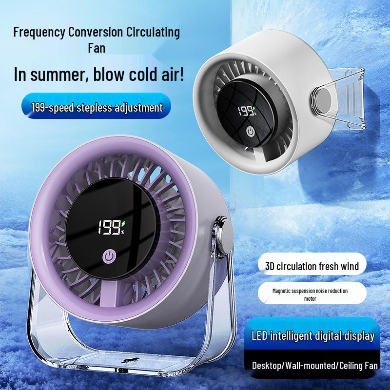 High-Speed Turbo Rechargeable Wall-Mounted/Desktop Fan for Kitchen & Outdoor Use