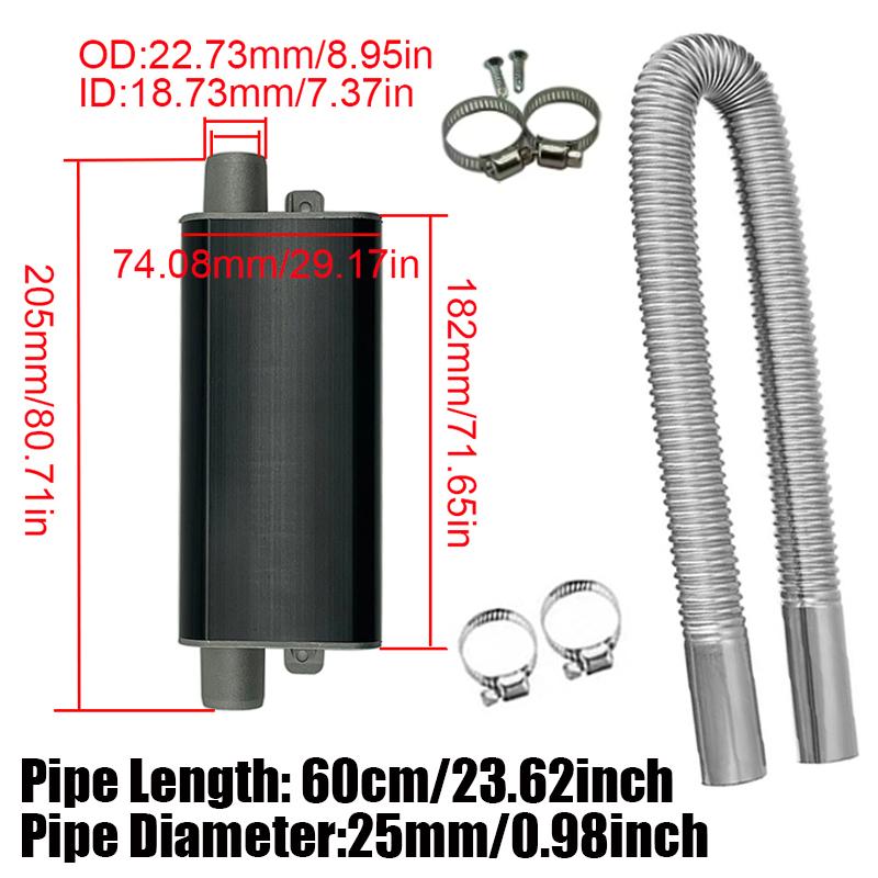 60cm Car Air Diesel Parking Heater Exhaust Pipe Tube Hose 24mm Air Filter Muffler Silencer With Clip Kit For Webasto Eberspacher