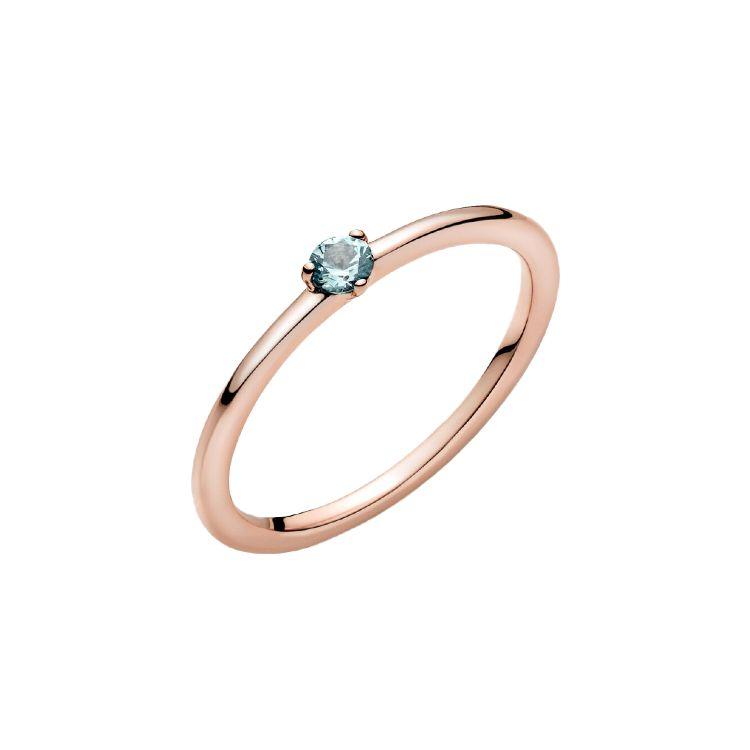 Pandora Light Blue Single Stone Alloy Ring Women rings 189259C02