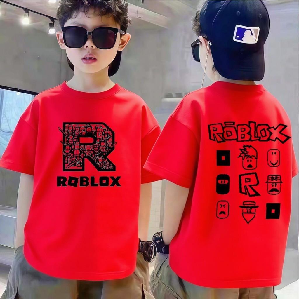 Korean children's T-shirt, Roblox printed round neck top, men's T-shirt