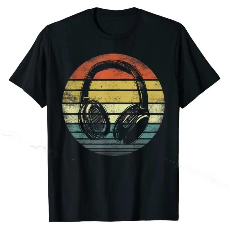 for Unisex Hip hop Tops Shirts  Music Lover Producer DJ Gifts Funny Retro Headphones TShirt Top Tshirts S