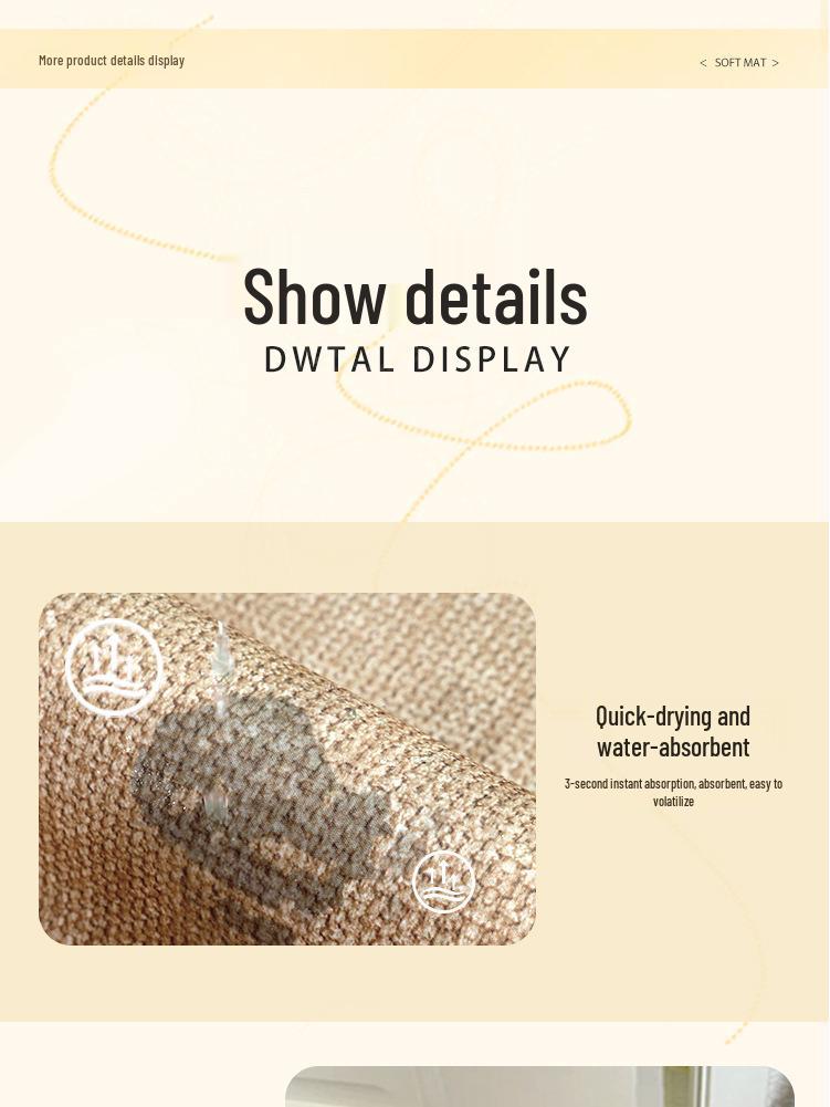 Ultra-Thin Japanese-Style Non-Slip Water-Absorbing Linen-Look Entrance Doormat, 2mm, Cuttable & Machine Washable for Home Hallway