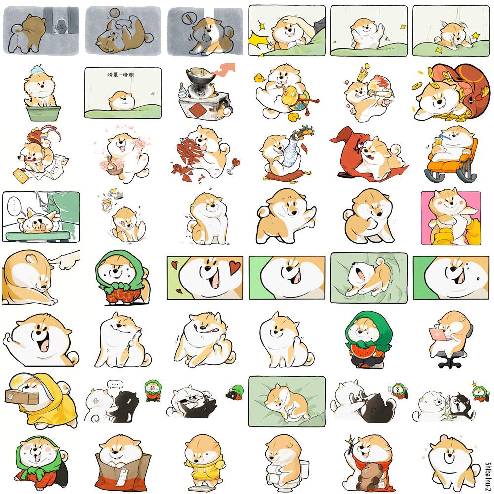 

50PCS-piece pack of cute cartoon Shiba Inu stickers suitable for suitcases water bottles tablets and more T-48A-3-50Pcs
