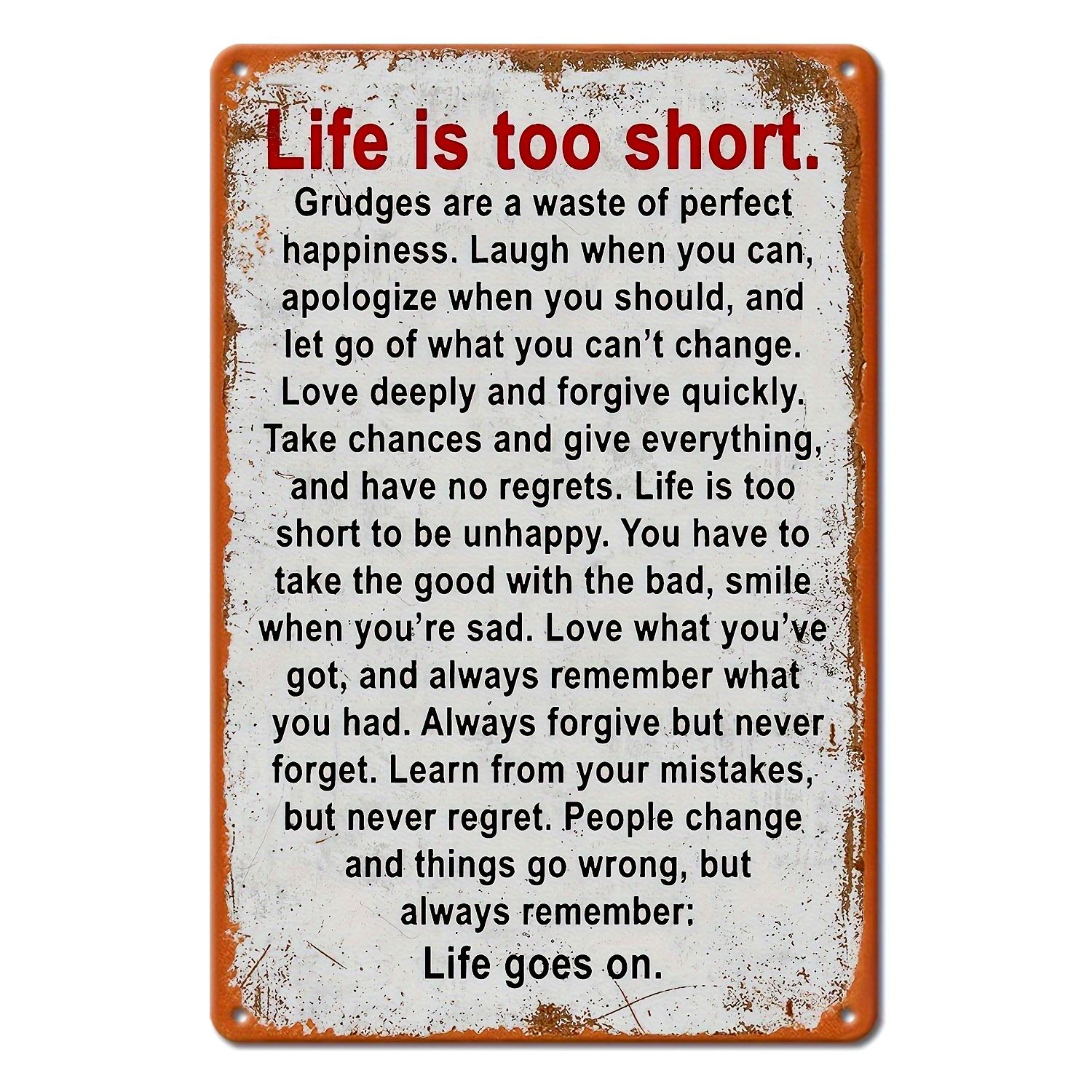 

Винтажная металлическая табличка - Жизнь слишком коротка Вдохновляющий постер с юмористическими советами, Рустикальный настенный декор для дома, кафе, бара, сада 20x30cm（7.8x11.8inch）