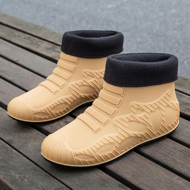 New Men's Rain Shoes Fashionable Outer Wear Waterproof Shoes Wear-resistant Non-slip Water Boots Men's Short Rubber Shoes Rain Boots