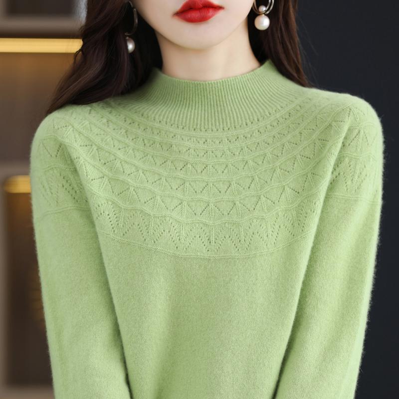 Women's Half Turtleneck Sweater, Qinghe Cashmere, 30% Cashmere 70% Wool, Winter Knitted Pullover Autumn Sweater Cashmere Sweater