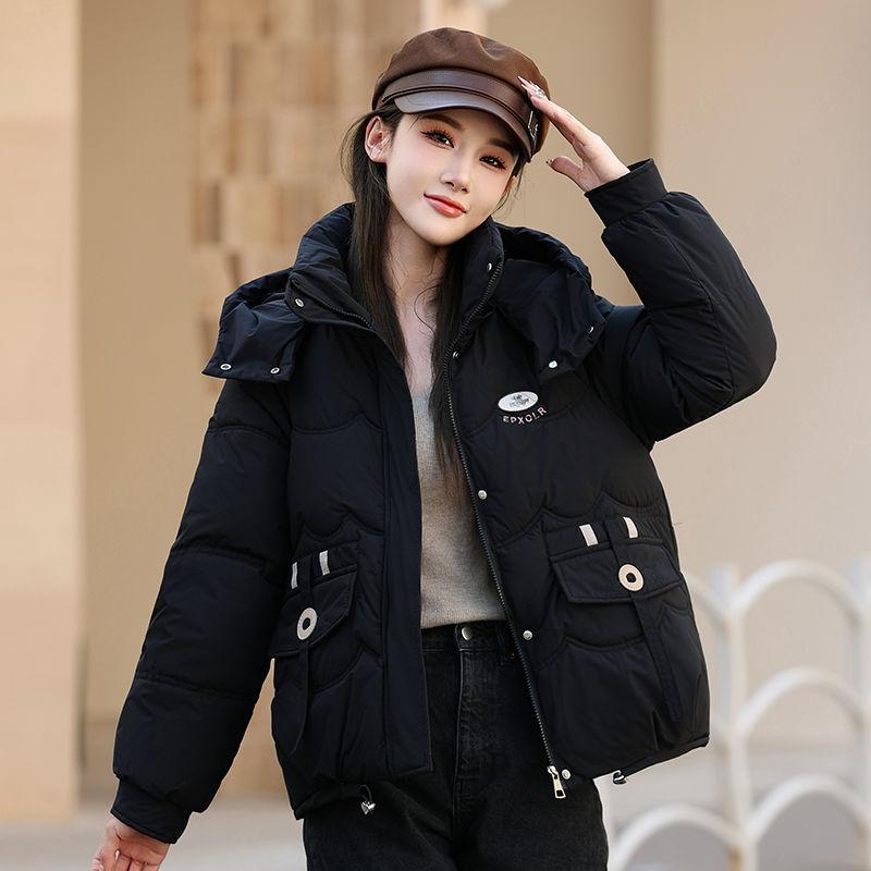 Women's Winter New Down Cotton-padded Jacket Short Removable Cap Loose and Thin Cotton-padded Jacket Thickened Cotton-padded Jacket Jacket