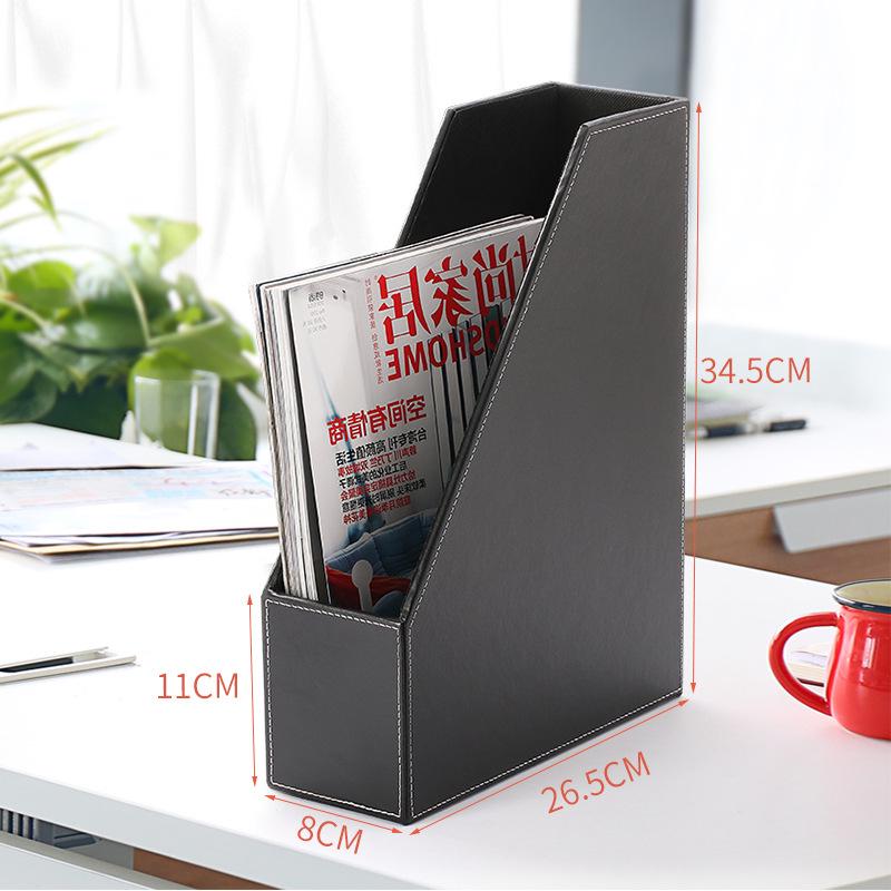 Multi-layer Leather Desktop File & Book Organizer