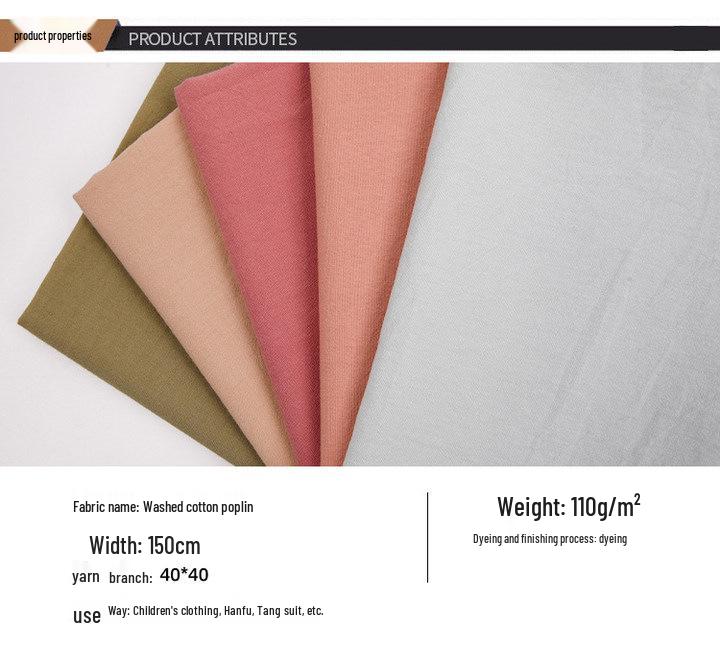 40s Washed Cotton Poplin Embroidered Fabric for Children's Dresses & Women's Shirts