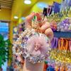 Women Folding Mirror Keychain Portable Make-up Mirror Pendant Rhinestones Faux Pearl Double-Sided Mirror