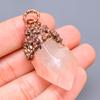Fancy Natural Rose Quartz Rough Copper Best Sisters Gift Trendy Pendant Jewelry V-5
