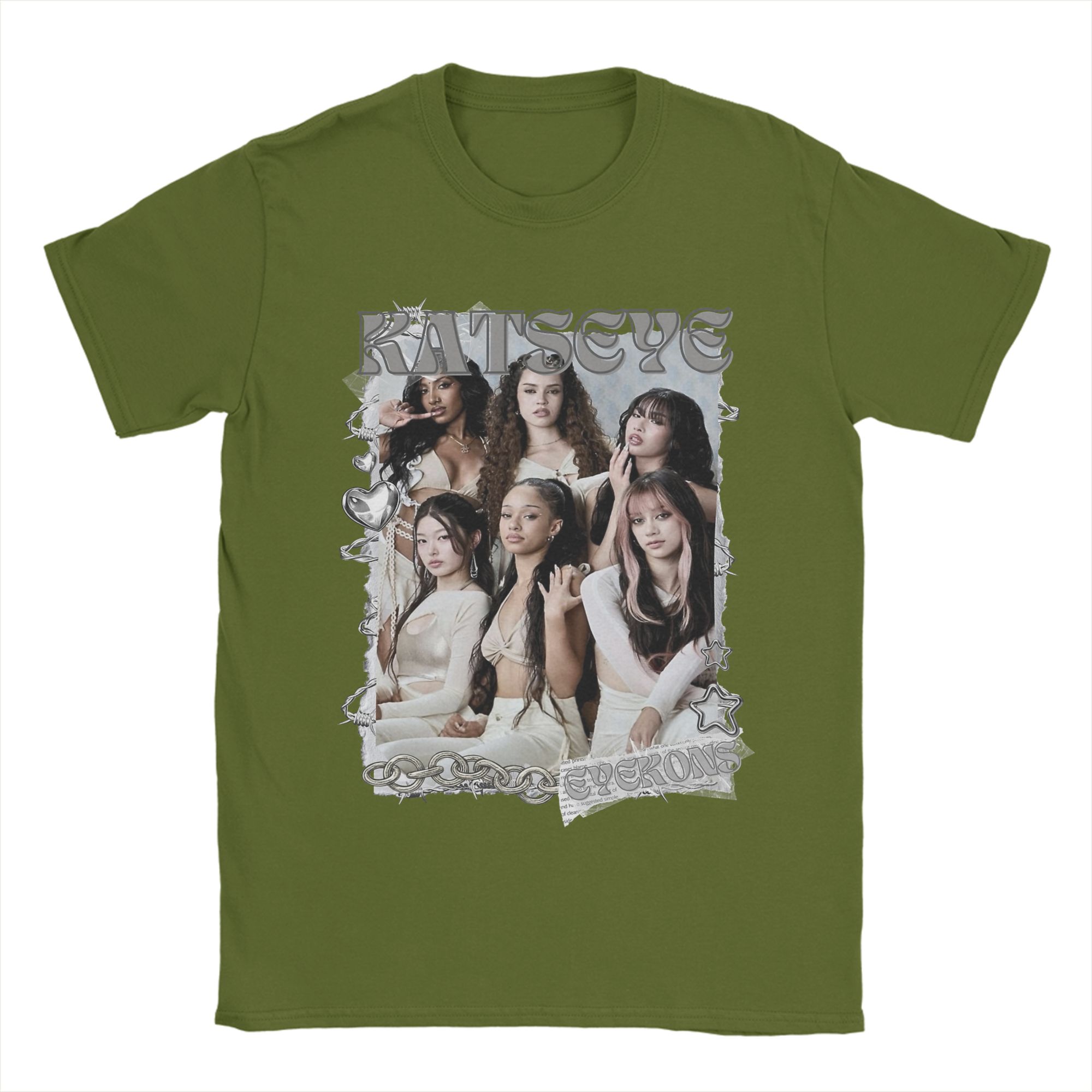 

KATSEYE Kpop Y2K Футболка группы Мужская 100% хлопок Модные футболки Футболки с круглым вырезом Одежда с коротким рукавом Подарок на день рождения 4XL