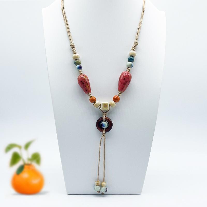 Accessories, Jewelry, Woven Beaded Sweater Chain, Ceramic Necklace, Female Niche Feeling Does Not Fade
