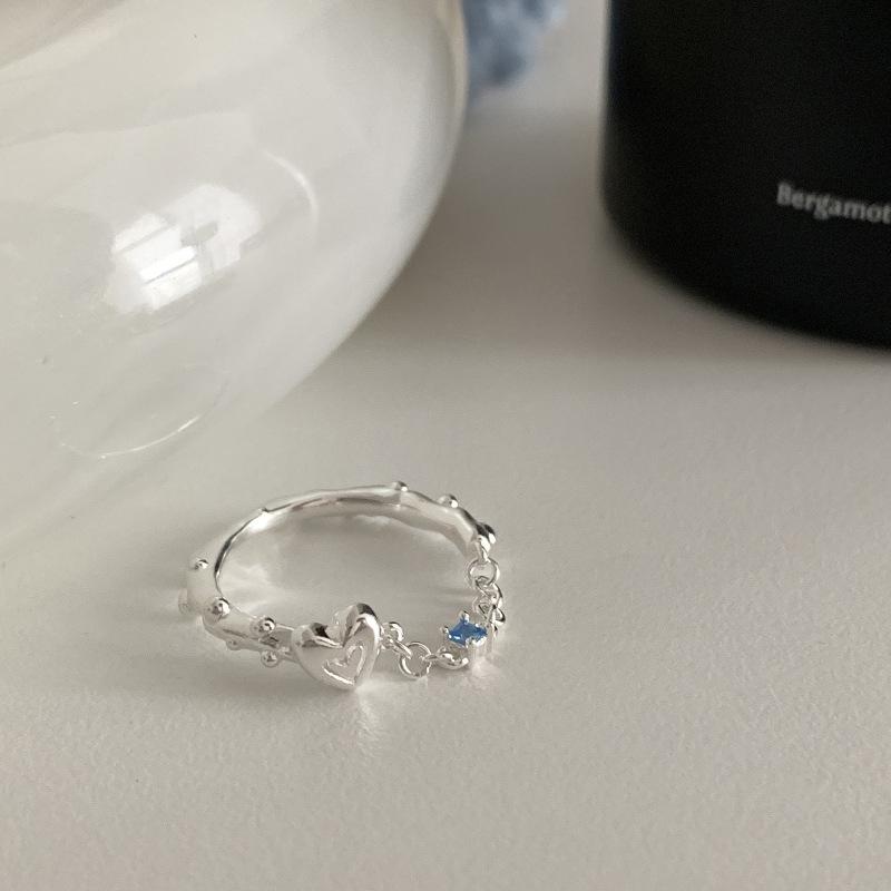 

Модное кольцо-сердце с синими стразами для женщин, регулируемый размер для повседневной носки