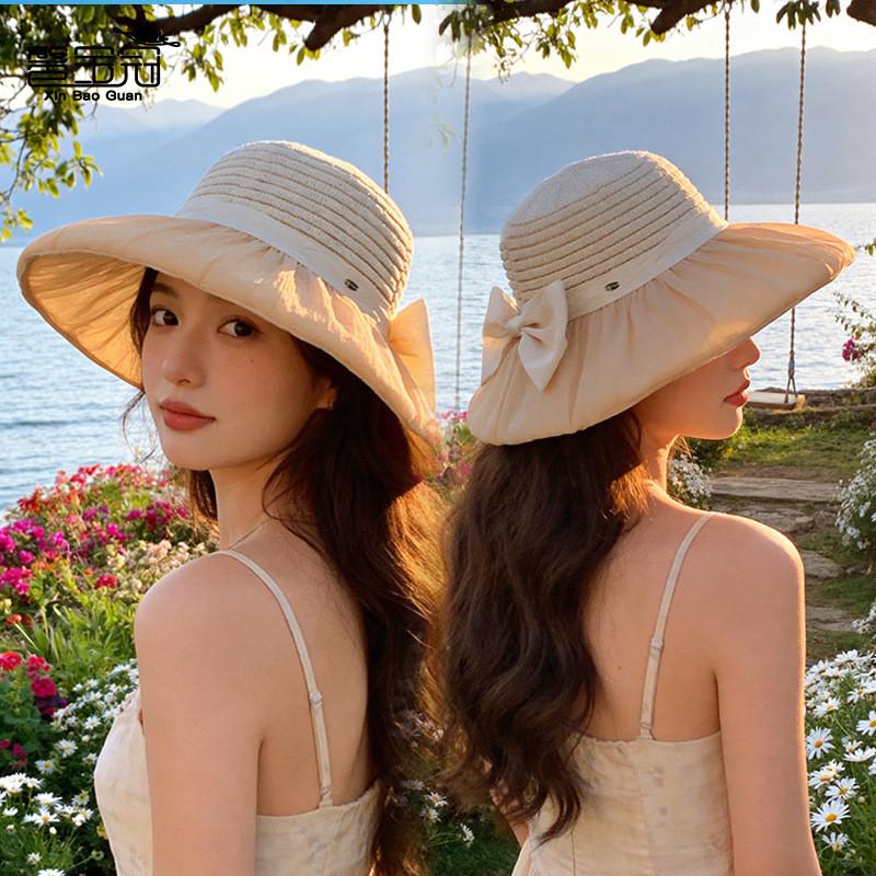 Summer Ladies Flowy Sheer Wide Brim Fisherman Cap With Sunshade For Beach And Travel