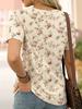 Women's Comfortable Floral Print Casual Round Neck Top, Suitable For Daily Wear
