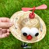 Pet Straw Hat with Bamboo Dragonfly Propeller Mini Woven Straw Hat for Cats Small Dogs Cartoon Cinco De Mayo Sun Cap for Outdoors