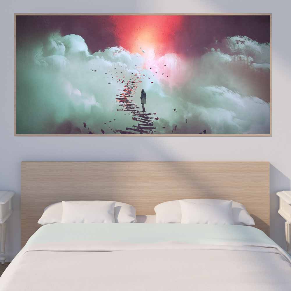 Figure Oil Painting Peak To See Sunrise Art Canvas Painting Living Room Corridor Office Home Decoration Mural No Frame