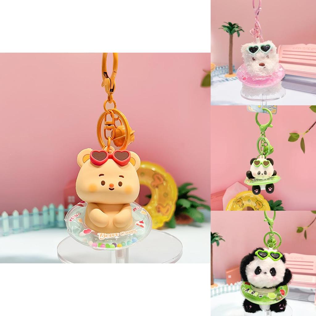 Cute Plush Animal Keychain Featuring Panda Dog And Bear For Summer Fun