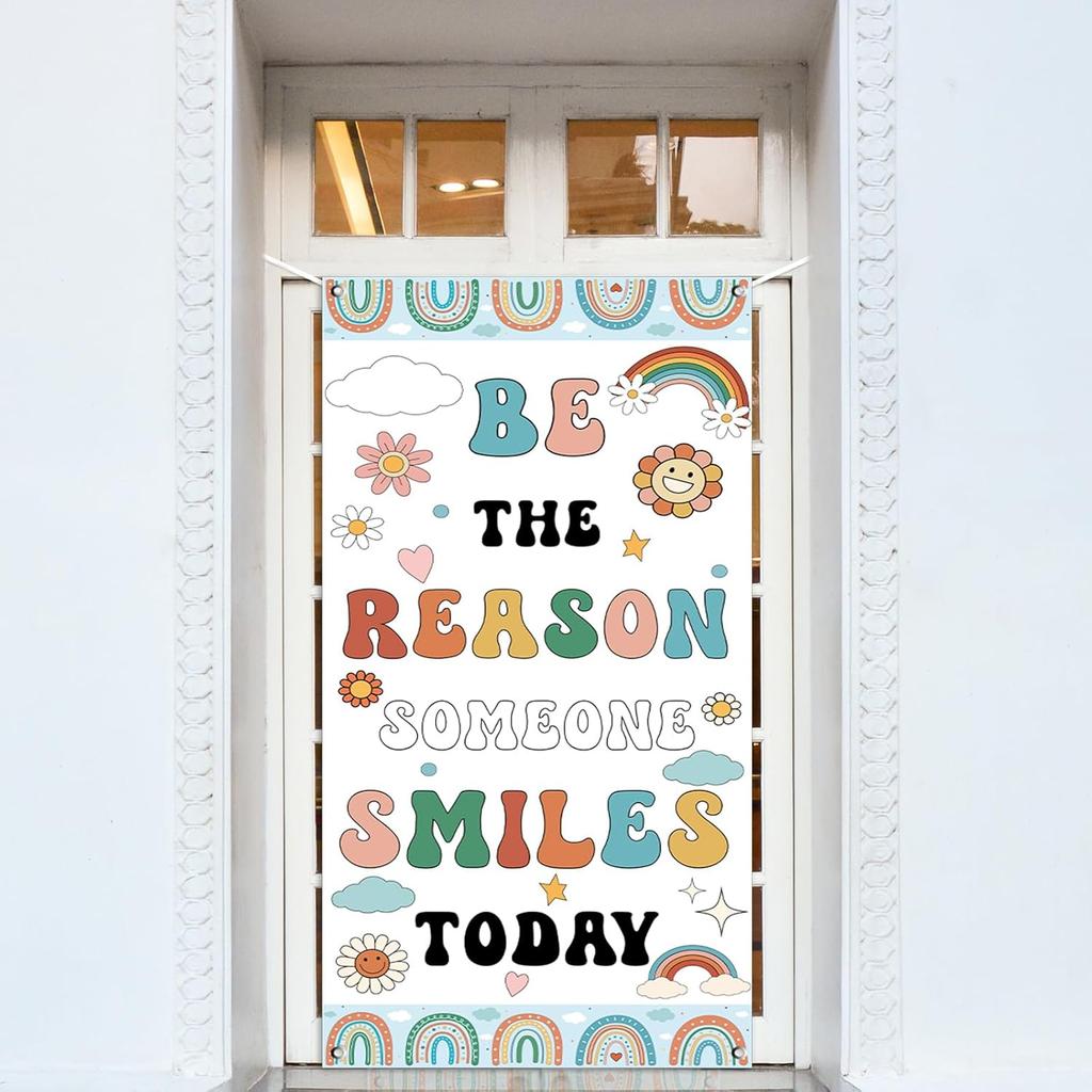 Boho Rainbow Classroom Door Cover Decoration Set Welcome Banner Wall Door Colorful Classroom Decorations for Kindergarten Preschool Elementary Middle