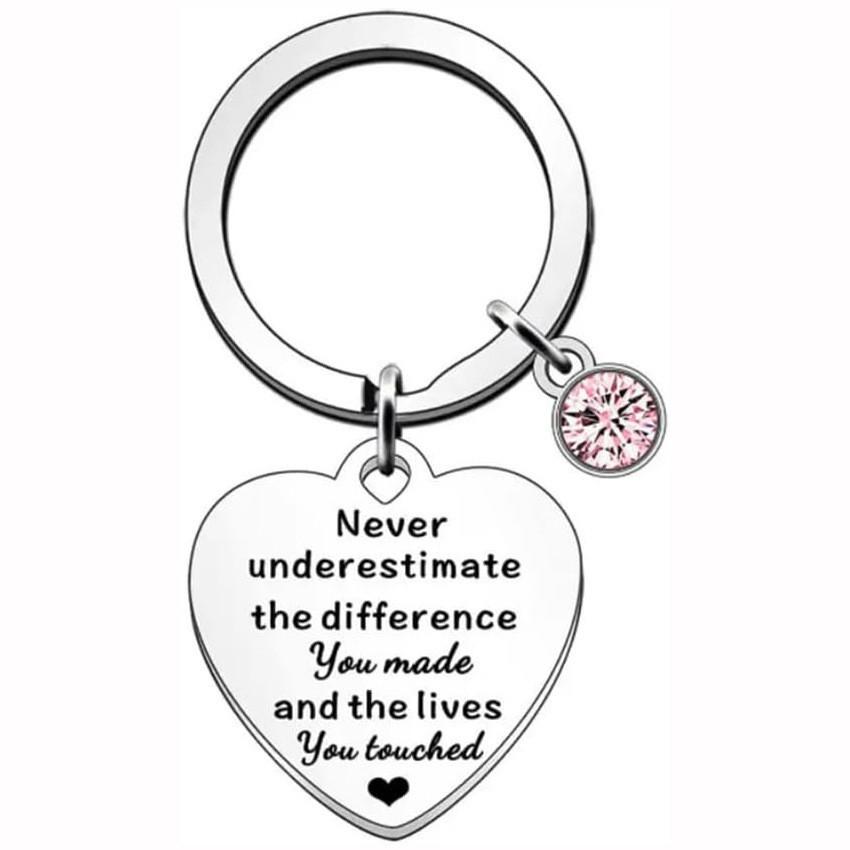 

Delightful Stainless Steel Heart Keychain With Pink Blue Gem For Birthday Gift Never