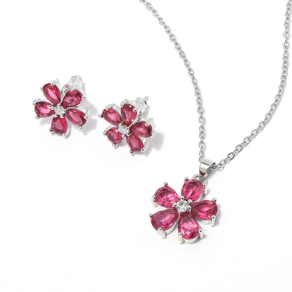 Small Flower Zircon Earring Set Necklace High End Fairy Accessories Multi Color Optional Jewelry Set for Women