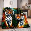 1pc Tiger Print Blanket Lightweight Flannel Blanket Throw Blanket For Sofa, Bed, Travel, Camping, Livingroom, Office Yy251015190