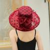New Ladies Elegant Flower Church Hats Summer Large Wide Brim Fedora Hat For Women Organza Hat Beach Sun Kentucky Derby Hat