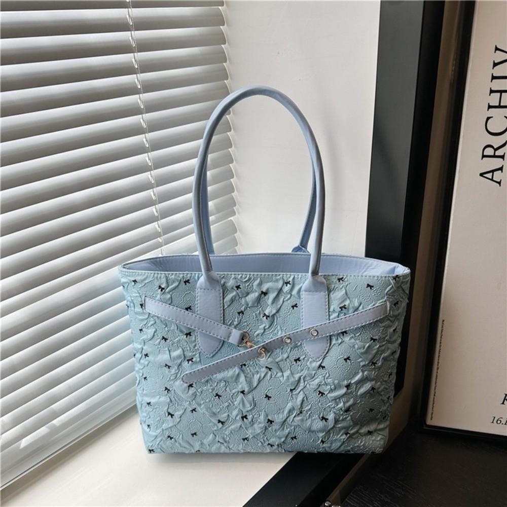 

Versatile Women Tote Bag Y2k Commuting Bag Trendy Bow Shoulder Bag Female синий