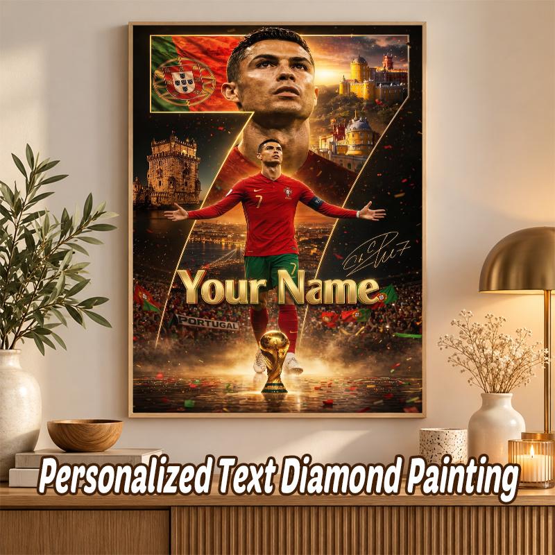 Cristiano Ronaldo Custom Name Text 5D Diamond Painting Kit DIY Full Drill Diamond Art Decoration