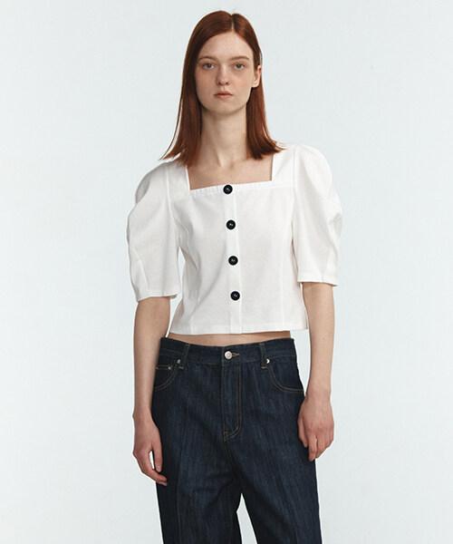 Line Studio One Square Neck Puff Crop Blouse Jwblne0200 Black/S