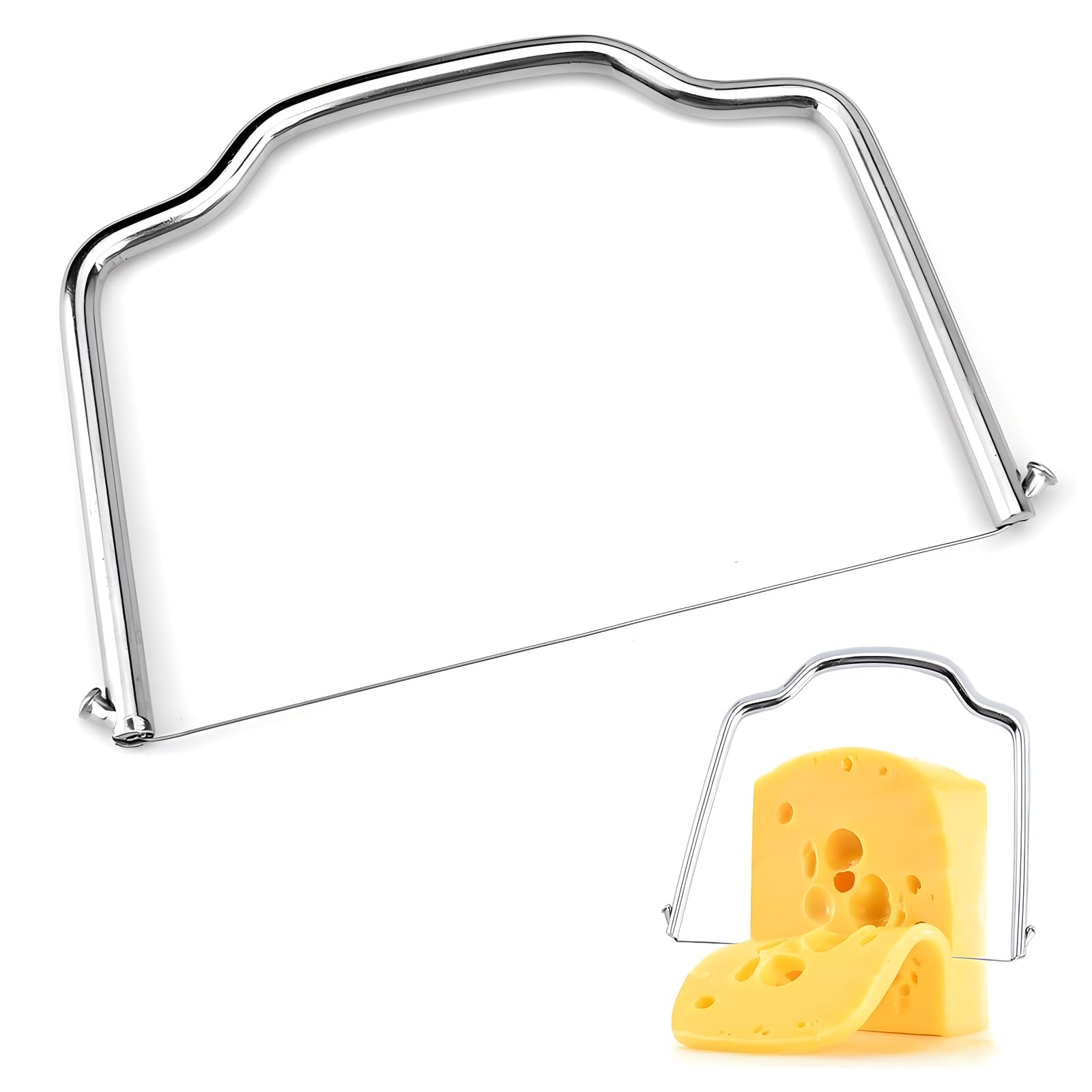 

Liroyal Cheese Cutter Сырорезка Нержавеющая сталь Многоцелевой бытовой ветчины сырорезка Кухонный инструмент Проволочная сырорезка серебряный
