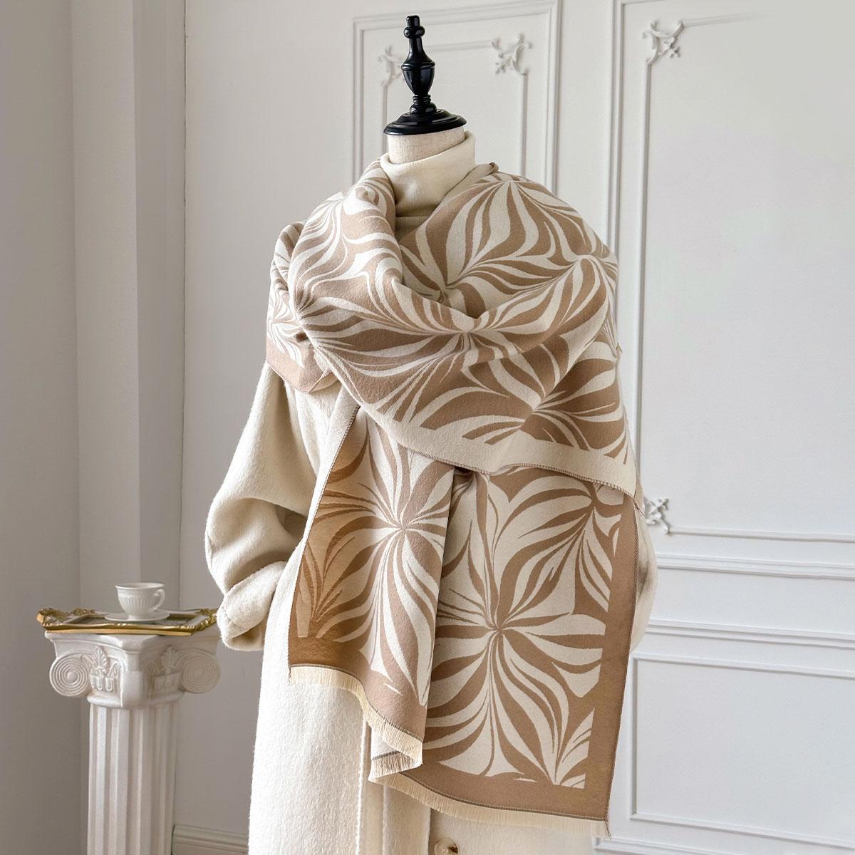

Women S Warm Shawl Letter Print Thick Imitation Cashmere Scarf With Jacquard Ideal For Autumn And Winter