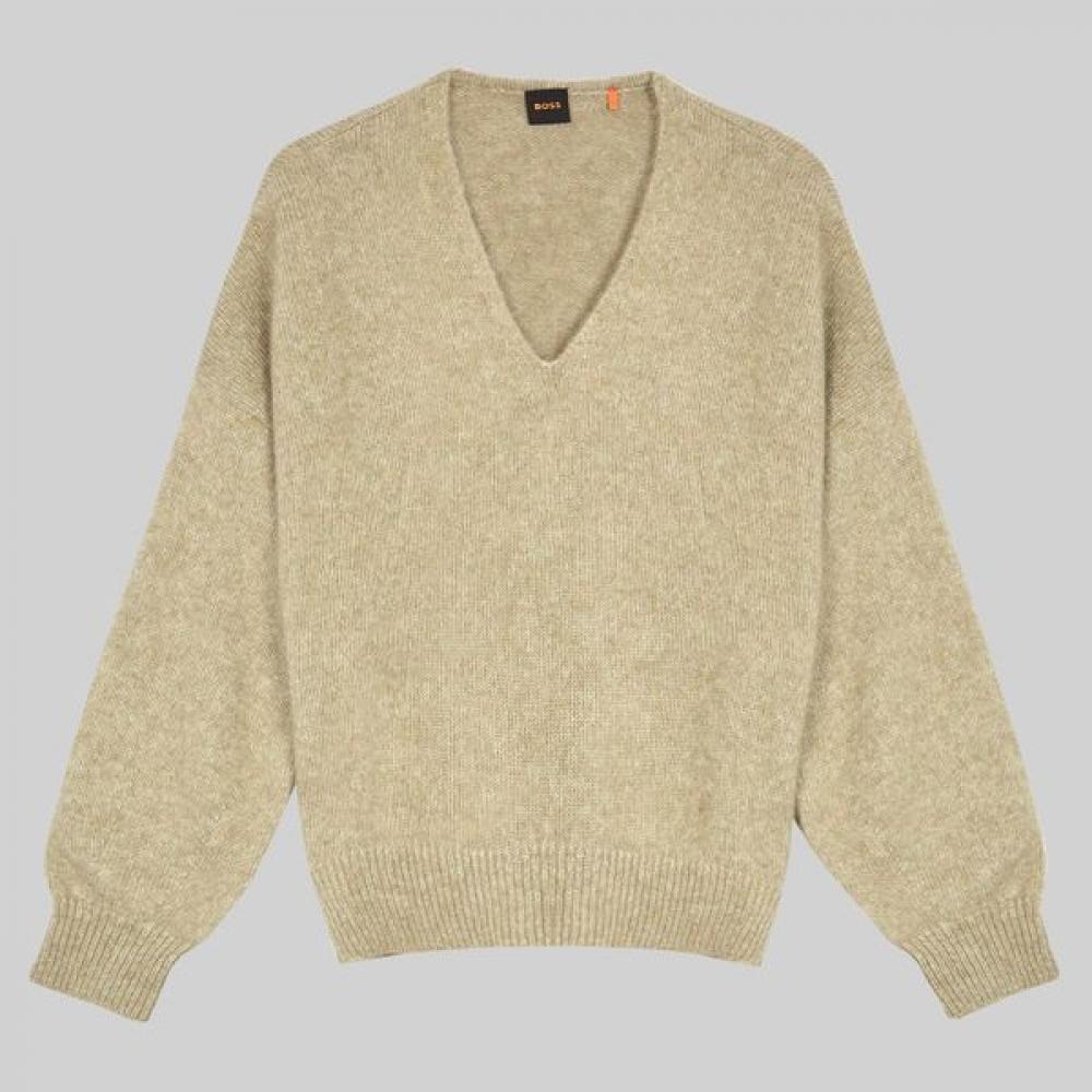 BoSS Women S Relaxed Fit V Neck Knit Sweater Khaki Beige 50528631250 XS 18148₽