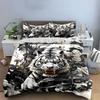 White Tiger with Black Smoke Bedding Duvet Cover Set  (1*Duvet Cover 2*Pillowcases, Without Duvet Insert)