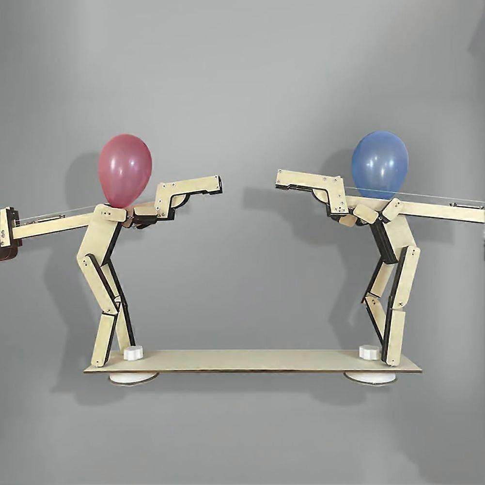 Headshot WoodBots, Wooden Shooting Puppets Balloon Game, 2025 New Whack A Balloon Strategy Board Game, Balloons Man Battle Game