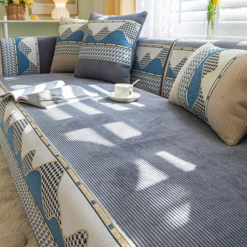 Simple Sofa Cushion for All Seasons, Non-slip Sofa Cover, High-end Towel Cover, Three-in-one Chaise Thickening