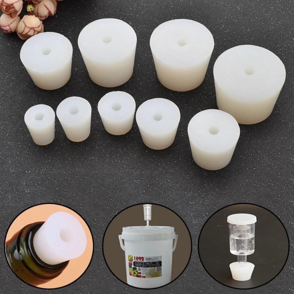 1PCS Home Brew Wine Stoppers Silicone Plug with 8mm Hole for Airlock Valve Bubbler Fermentation Exhaust Valve Silicone Rubber Plug