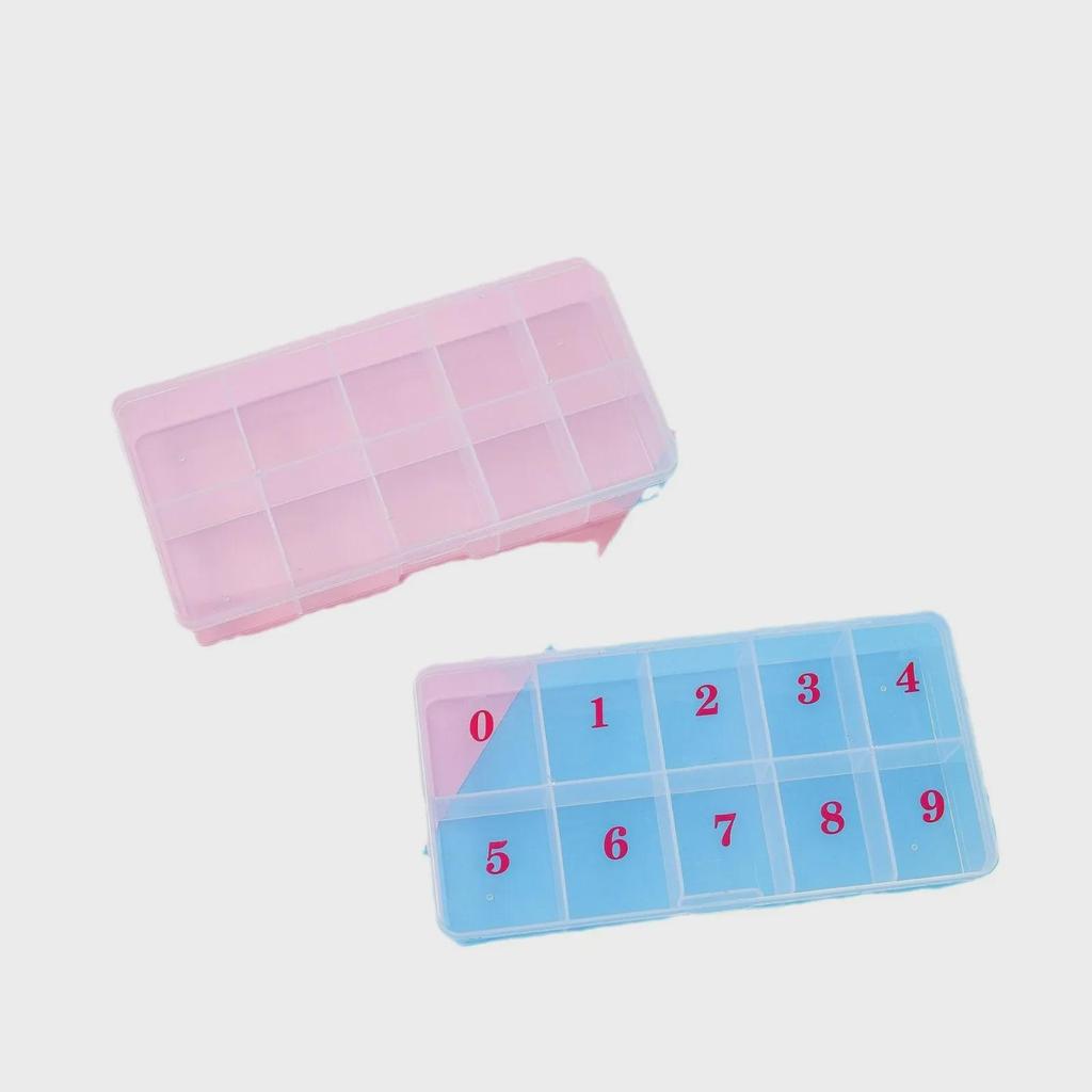 Translucent 10-Grid Nail Art Storage Box for 500 Pieces
