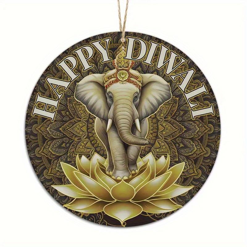 1pc 2d Flat Joyful Festival Circular Wooden Signs - 20cm: Kwanzaa, Diwali, Family Independence Day, Farmhouse, Bar, Cafe, Porch Decoration, Gifts